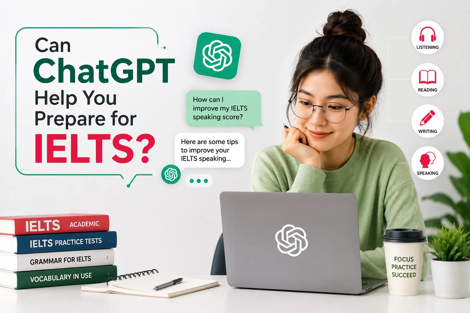 Student using ChatGPT to prepare for the IELTS exam