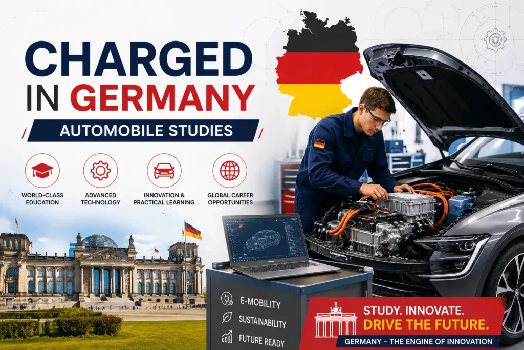 Student studying automobile engineering in Germany with focus on automotive technology and innovation