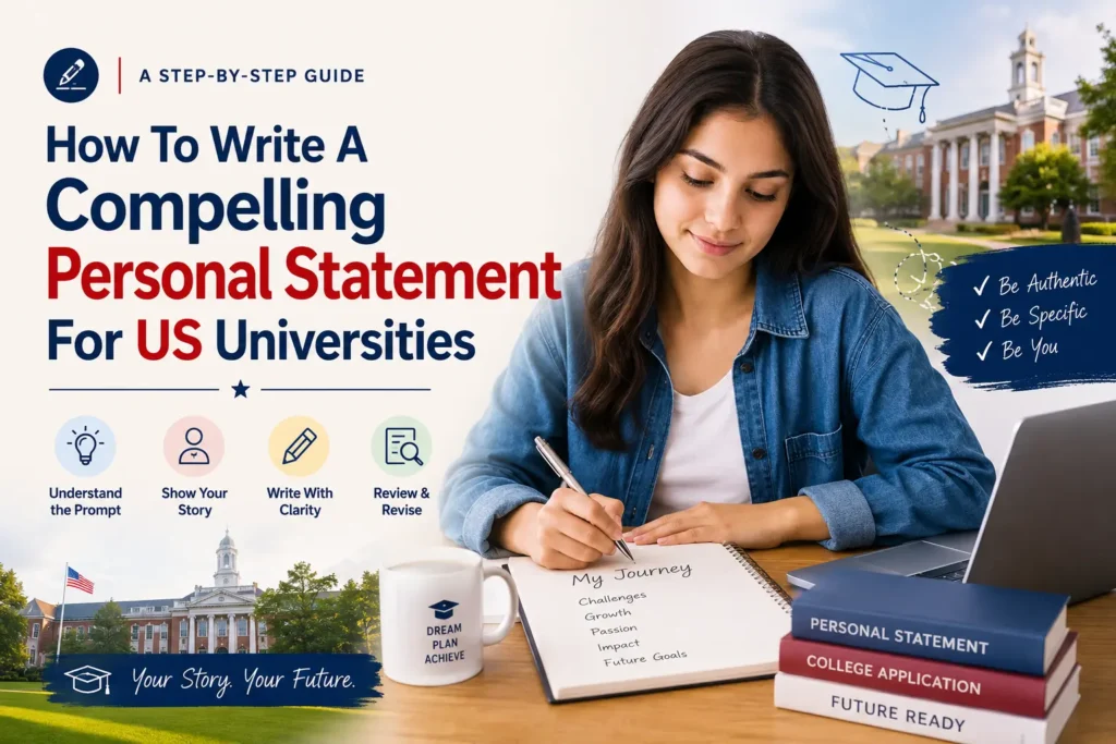How to Write a Compelling Personal Statement for US Universities – Student writing a college application essay