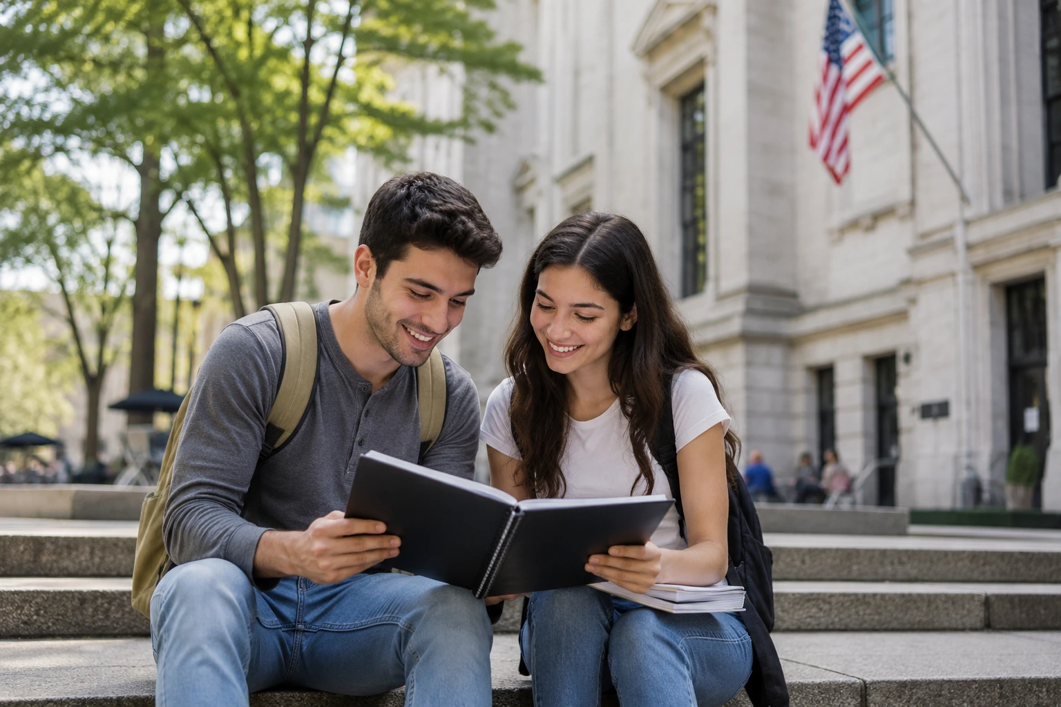 International Students Studying in the USA at University Campus