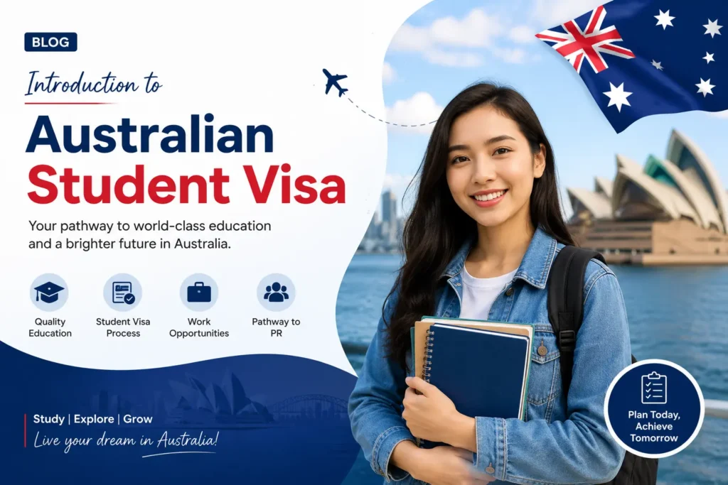 Introduction to Australian Student Visa - Student in Australia with Sydney Opera House