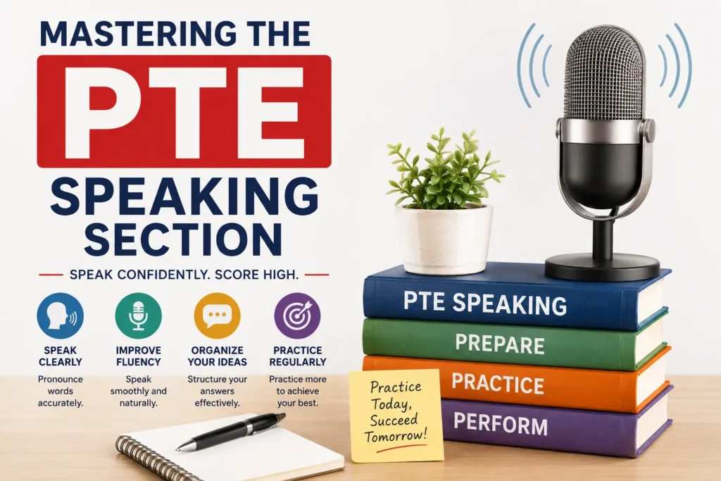 Student preparing for the PTE Speaking section with effective speaking strategies and practice techniques