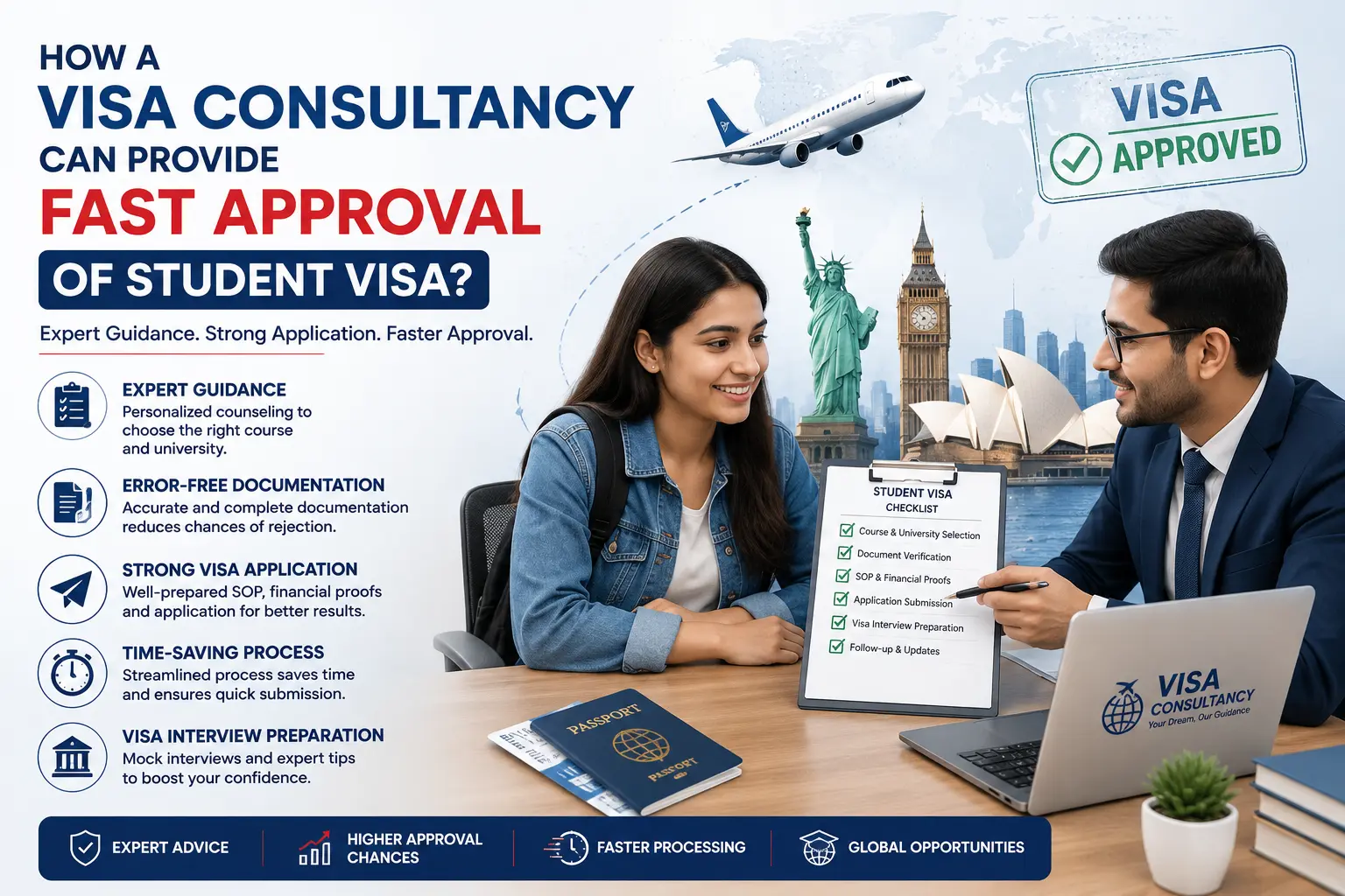 Student visa consultancy providing expert guidance for fast student visa approval with document verification and visa interview preparation.