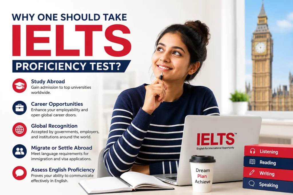 Why One Should Take IELTS Proficiency Test – Student preparing for IELTS exam with study materials