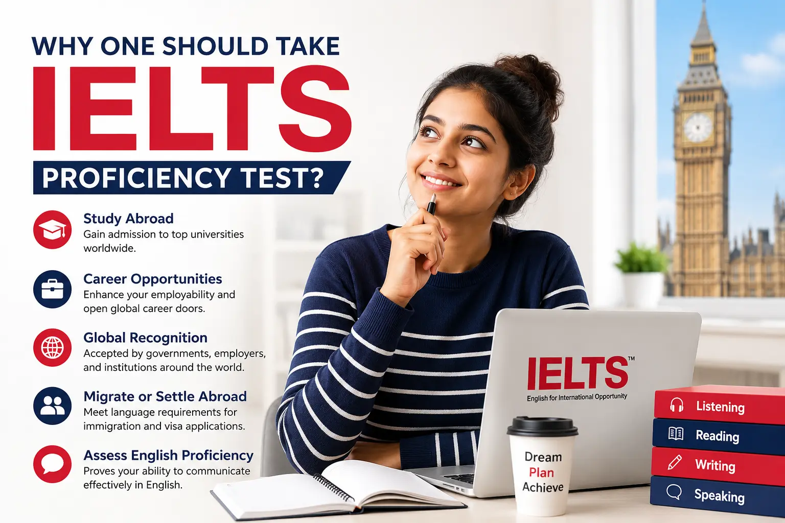 Why One Should Take IELTS Proficiency Test – Student preparing for IELTS exam with study materials