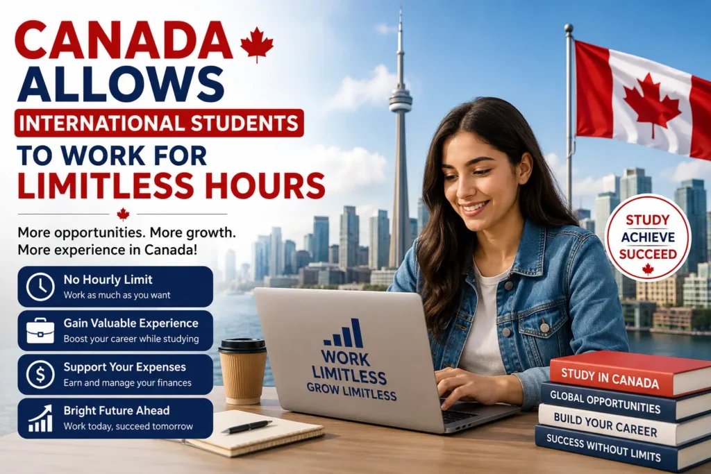 Canada allows international students to work with flexible hours while studying in Canada