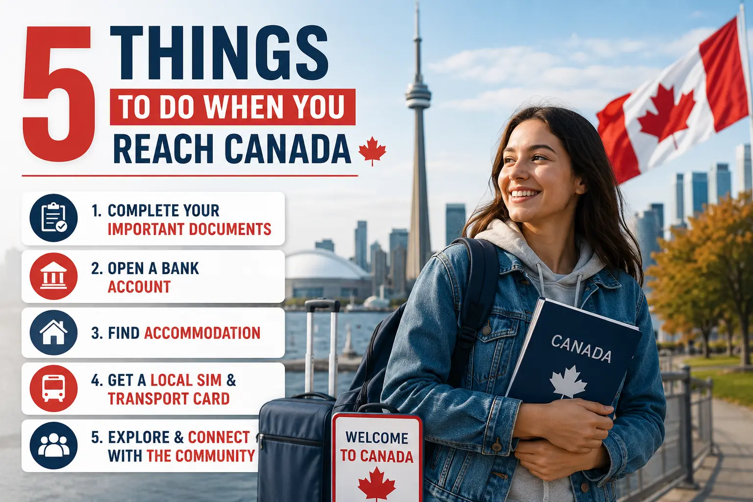 5 Things To Do When You Reach Canada – Essential Checklist for International Students