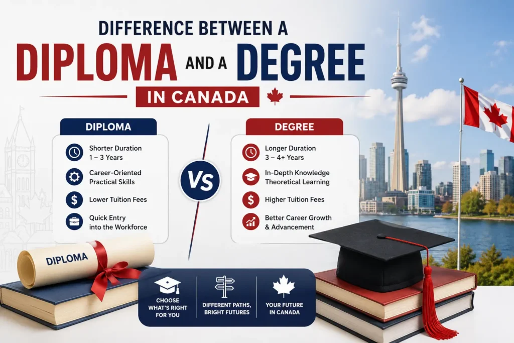 Difference Between a Diploma and a Degree in Canada - Complete Comparison Guide for International Students