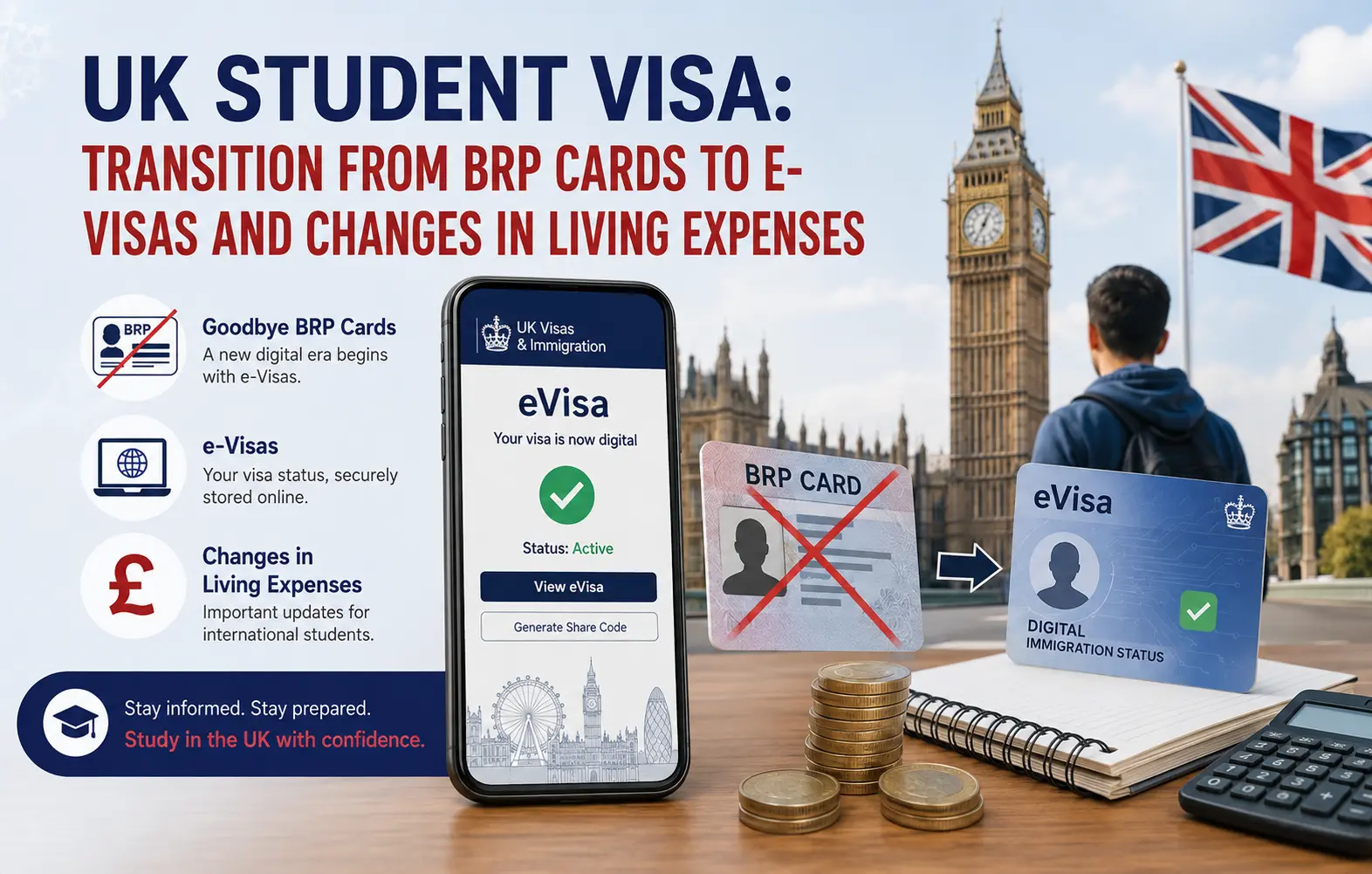 UK Student Visa Transition from BRP Cards to e-Visas and Changes in Living Expenses