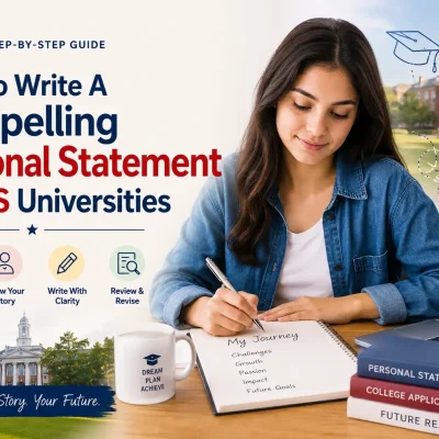 How to Write a Compelling Personal Statement for US Universities – Student writing a college application essay