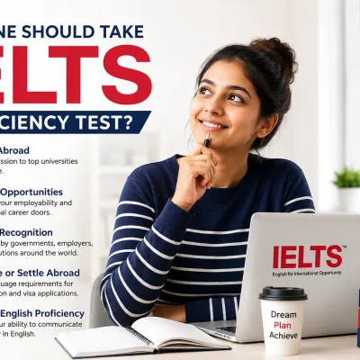 Why One Should Take IELTS Proficiency Test – Student preparing for IELTS exam with study materials