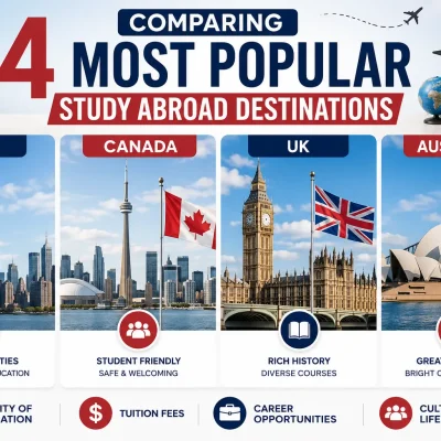 Comparing 4 Most Popular Study Abroad Destinations – USA, Canada, UK, and Australia