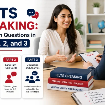 IELTS Speaking common questions for Part 1, Part 2, and Part 3
