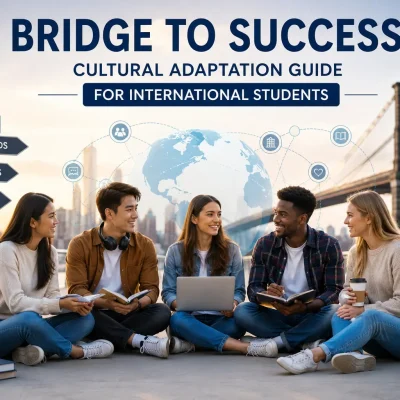 Bridge to Success Cultural Adaptation Guide for International Students with diverse students studying together