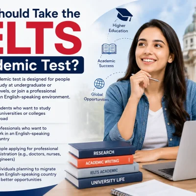 Who Should Take the IELTS Academic Test? Student preparing for IELTS Academic with study abroad and higher education concepts